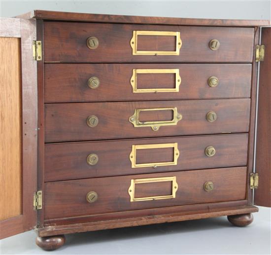 A Victorian mahogany collectors cabinet, W.1ft 4in. D.1ft .5in H.1ft 2.5in.